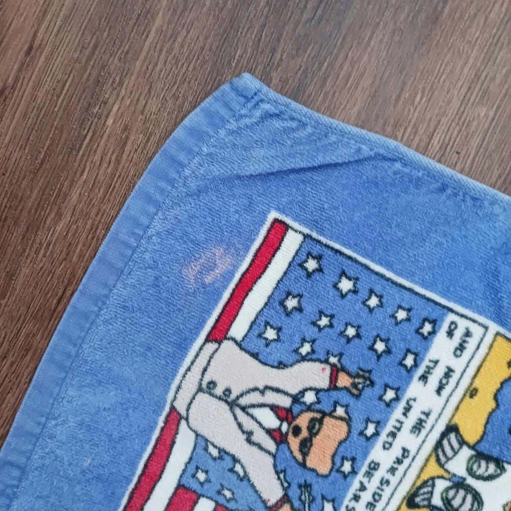 Vintage Springmaid Astrobears Comic Strip Towel Set Blue Space Bears Cotton